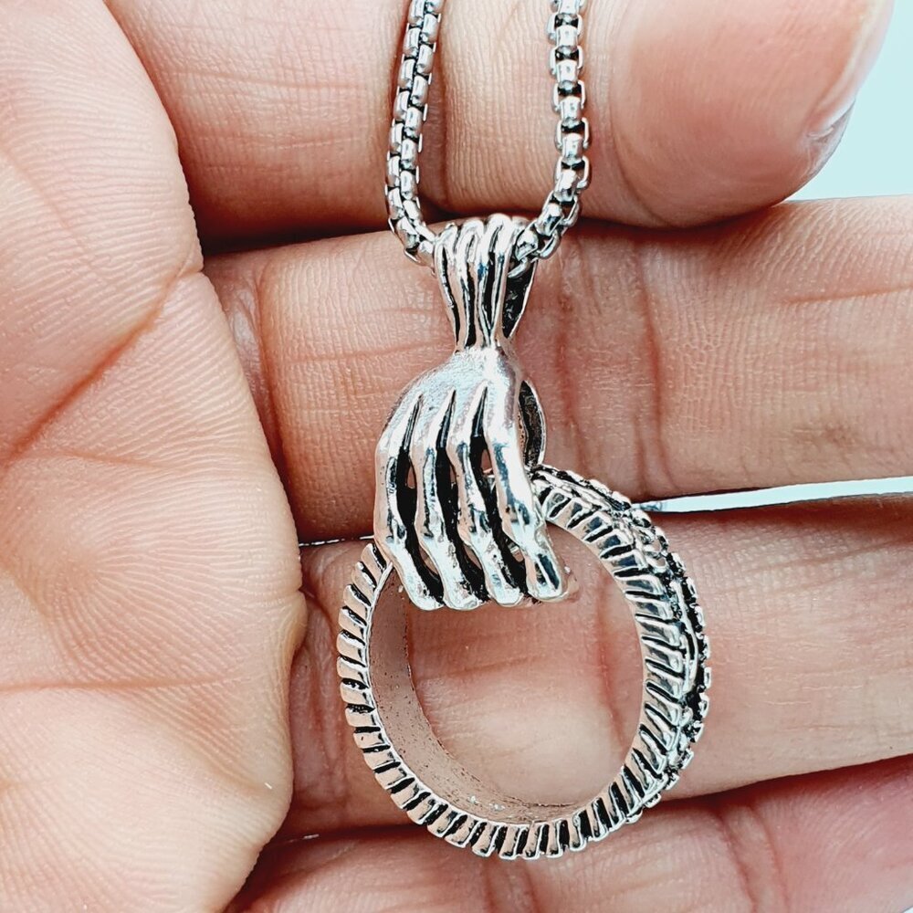 ❤️Vintage Fitness punk style skeleton Necklace , N90201P123